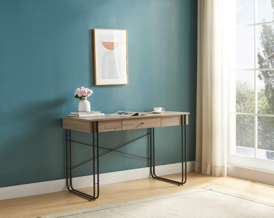 Computer Desk Writing Desk With One Drawer, Metal Legs And USB Outlet Port