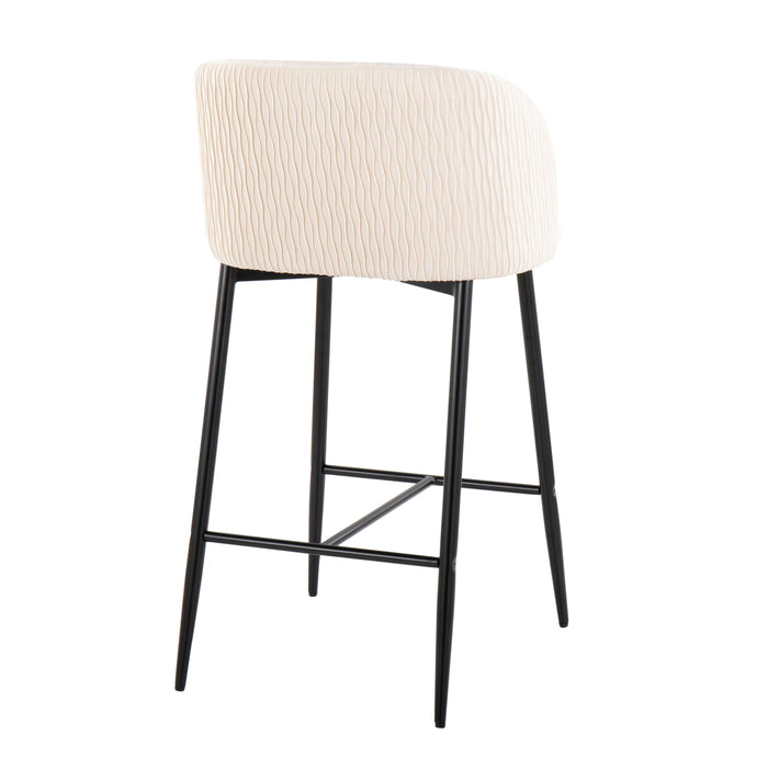 Fran - Pleated Waves Contemporary Fixed Height Counter Stool (Set of 2)