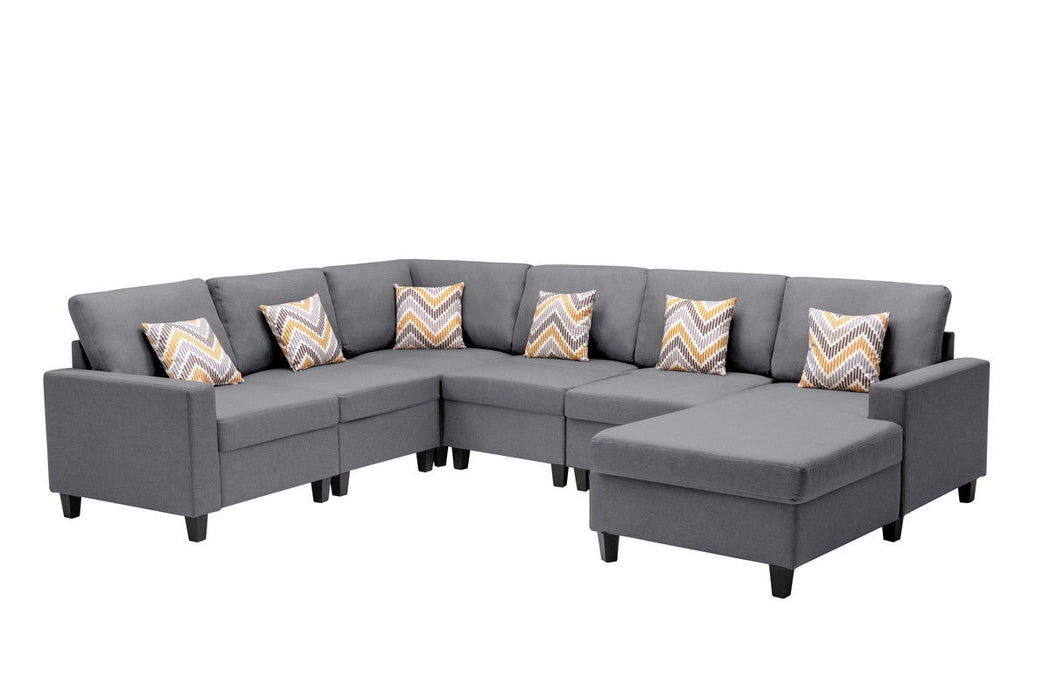 Nolan - Fabric 6 Piece Sectional Sofa With Pillows And Interchangeable Legs