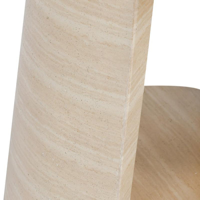 Rosen - Outdoor Concrete Round End Table - Travertine