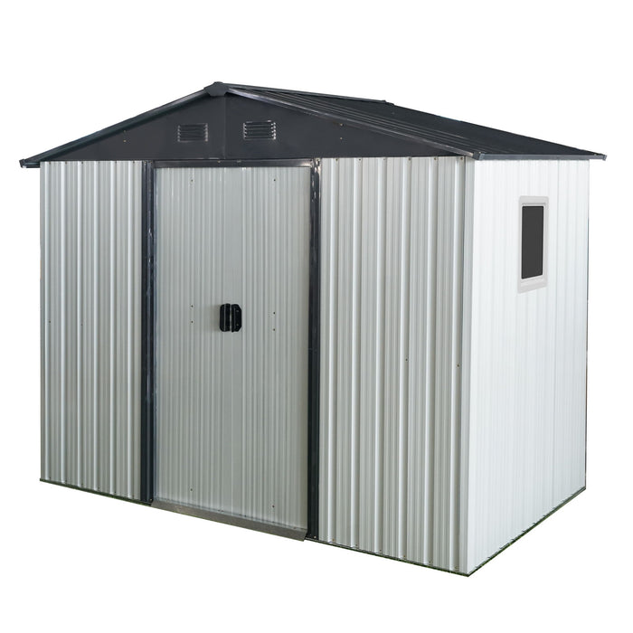 88.98" Outdoor Metal Storage Shed With Window