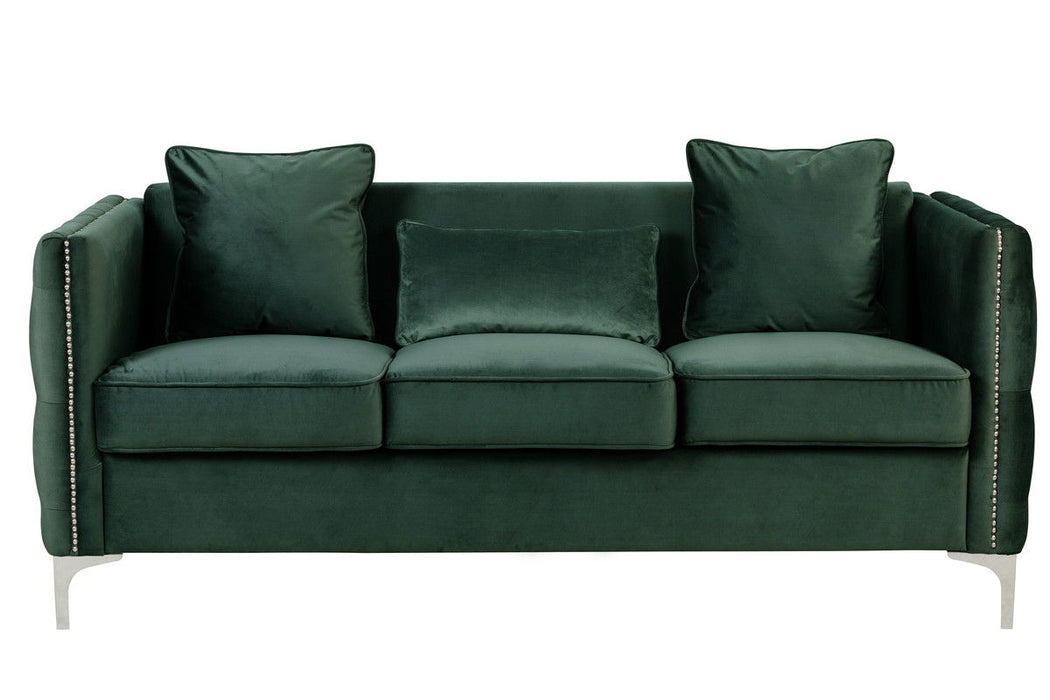 Bayberry - Velvet Sofa Loveseat Living Room Set - Green