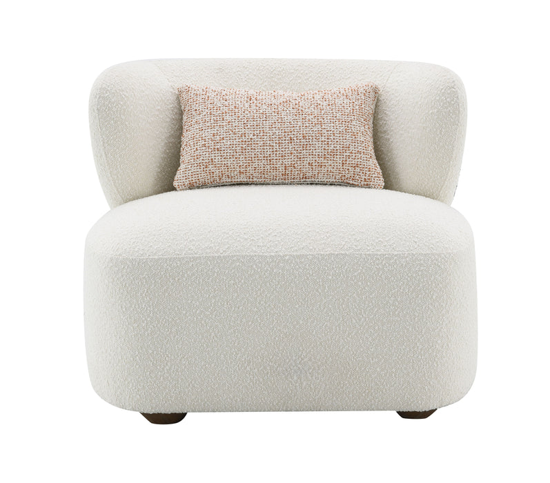 Darius - Boucle Accent Chair With Toss Pillow - Beige