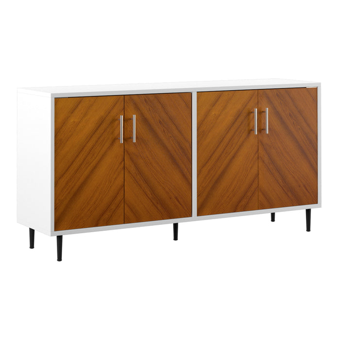 Mid-Century Modern Faux Bookmatch Door Buffet