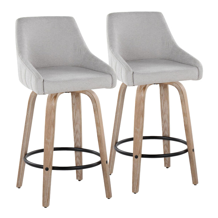 Hannah - Transitional Fixed Height Counter Stool With Swivel With Round Footrest (Set of 2)