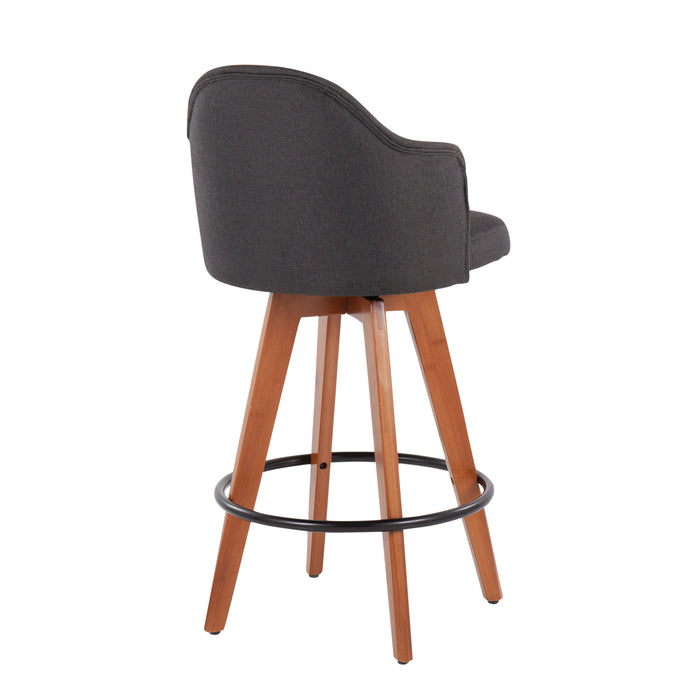 Ahoy - Contemporary Fixed Height Counter Stool With Bamboo Round Footrest (Set of 2)