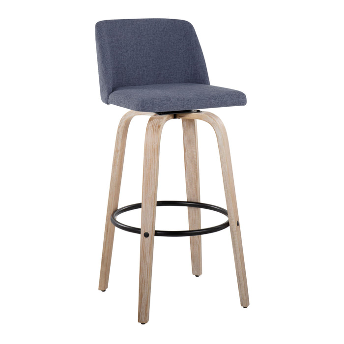 Toriano - Mid-Century Modern Fixed Height BarStool With Round Footrest (Set of 2)