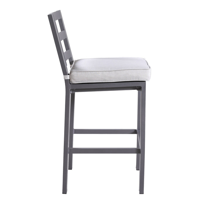 Outdoor Armless Aluminum Barstools With Cushion (Set of 2) - Pewter