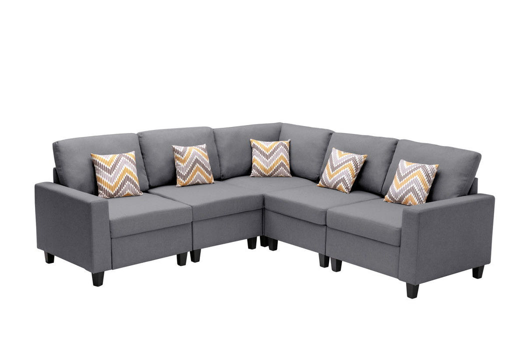 Nolan - Fabric 5 Piece Sectional Sofa With Interchangeable Legs