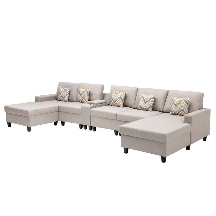 Nolan - Fabric 6 Piece Sectional Sofa With Pillows And Interchangeable Legs