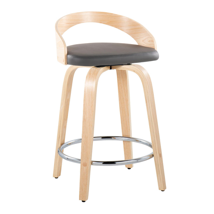 Grotto - Contemporary Fixed Height Counter Stool & Swivel, Round Footrest (Set of 2)