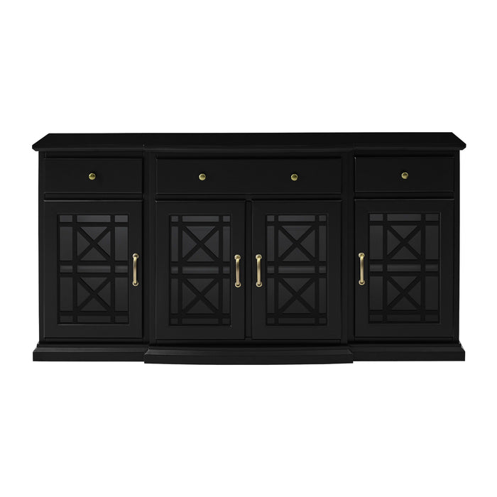 Classic Fretwork Detailed Glass Door Sideboard