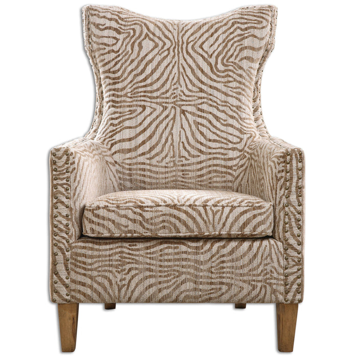 Kiango - Animal Pattern Armchair - Light Brown