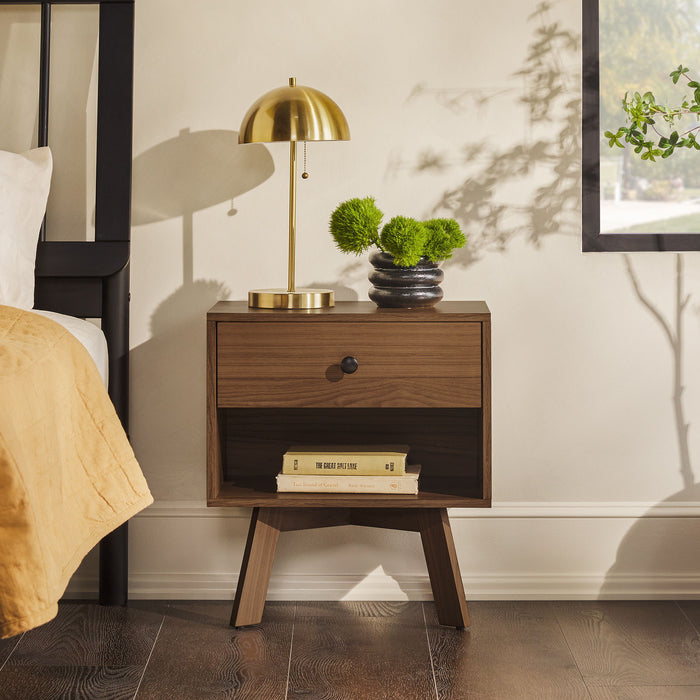 Mid-Century Modern Minimalist 1 Drawer Nightstand