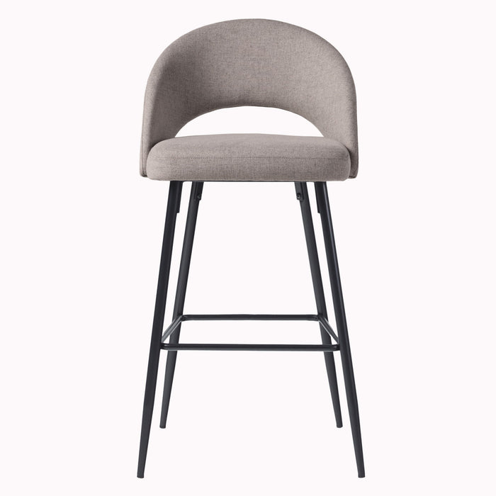 Modern 2 Piece Minimalist Upholstered Bar Stool Set - Mushroom