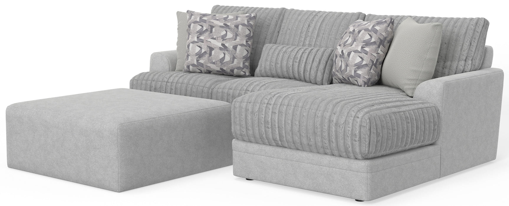 Titan - 2 Piece Sofa Chaise With Comfort Coil Seating, 45" Cocktail Ottoman And 5 Accent Pillows Included (Right Side Facing Chaise) - Moonstruck