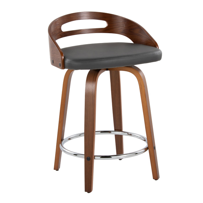 Cassis - Mid Century Modern Fixed Height Counter Stool With Swivel With Round Footrest (Set of 2)