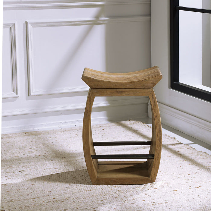 Connor - Modern Wood Counter Stool - Light Brown