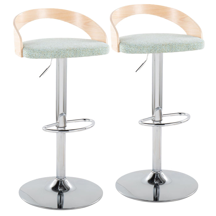 Grotto - Mid Century Modern Adjustable Height Barstool & Swivel With Oval Footrest (Set of 2)