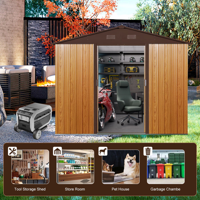 Outdoor Metal Storage Shed With Floor Base