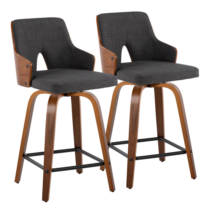 Stella - Mid Century Modern Fixed Height Counter Stool With Swivel (Set of 2)