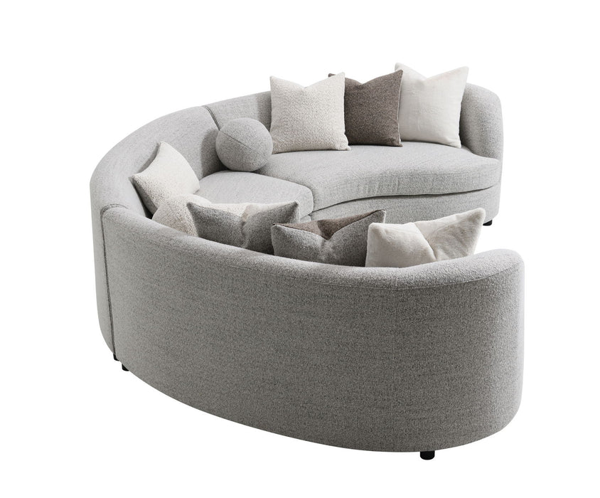 Ivria - Boucle Sectional Sofa With 9 Pillows - Gray