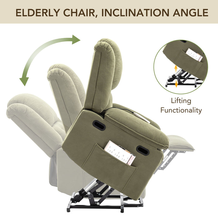 Massage Recliner, Power Lift Chair For Elderly With Adjustable Massage And Heating Function, Recliner Chair With Infinite Position And Side Pocket For Living Room