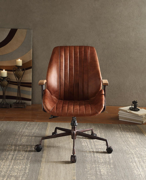 Brancaster - Aluminum Top Grain Leather Office Chair - Coffee