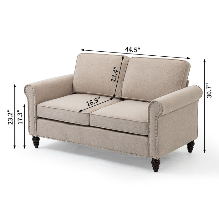 Loveseat Sofa, Mid-Century Modern Couches For Living Room, Button Tufted Sofa