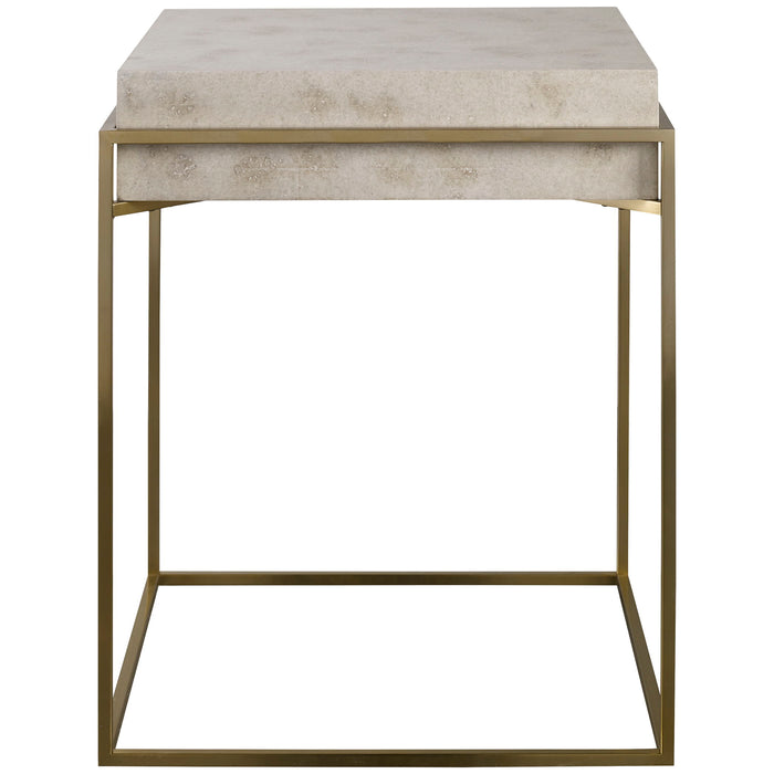 Inda - Modern Accent Table - Beige & Gold