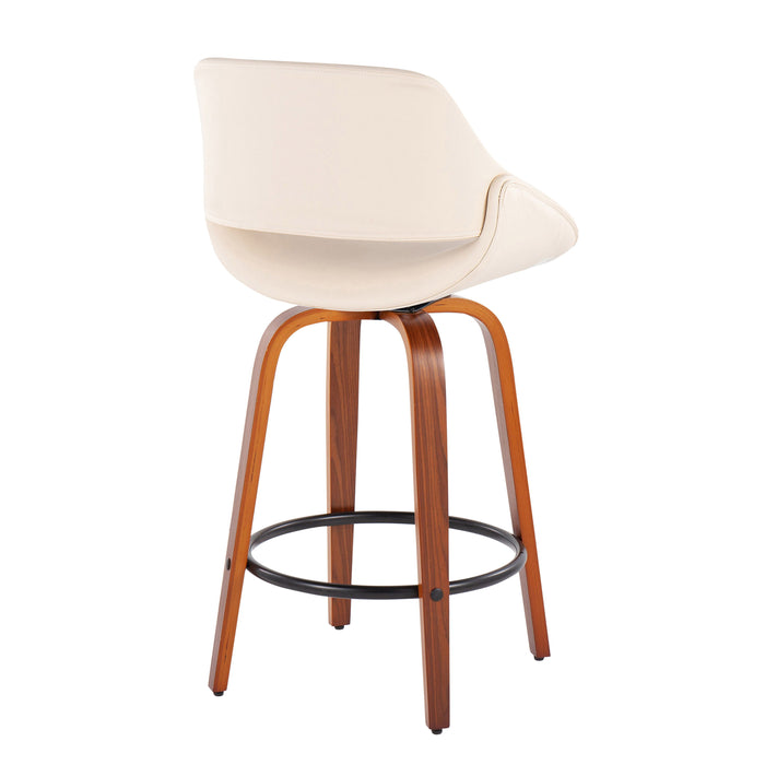 Fabrico - Mid Century Modern Fixed Height Counter Stool And Round Footrest (Set of 2)