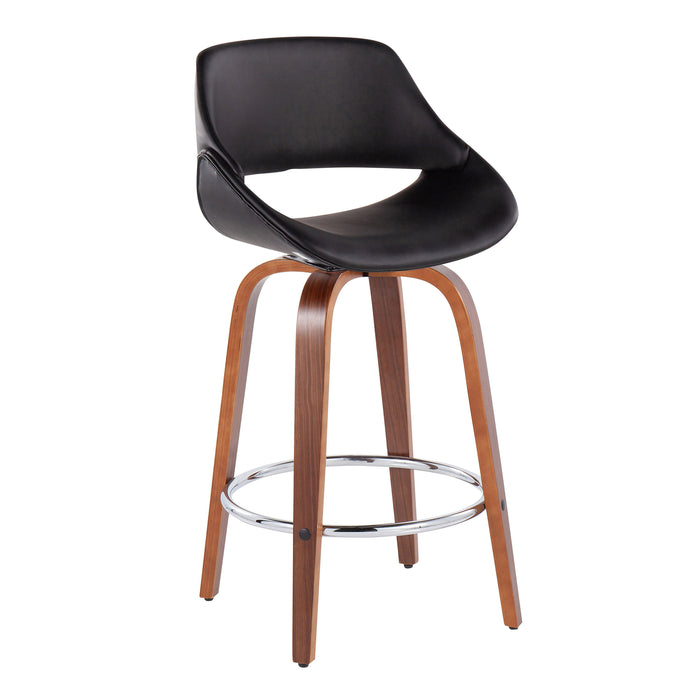 Fabrico - Mid Century Modern, Fixed Height Counter Stool With Round Footrest (Set of 2)