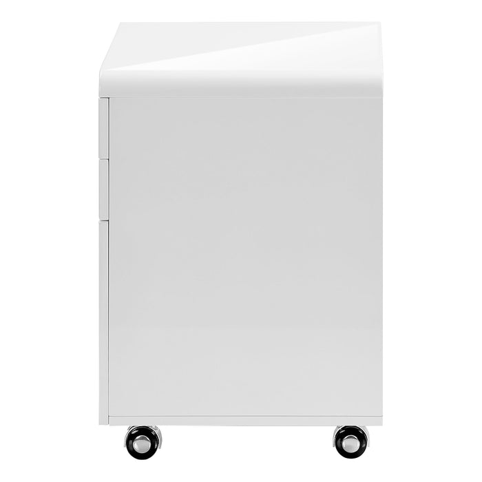 File Cabinet, Rolling Mobile, Storage Drawers, Printer Stand, Office, Work, Glossy Contemporary, Modern - White