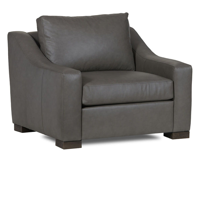 Classic Custom - Rivera Arm Chair With Slope Arm Elite Leather - Pewter