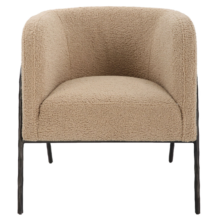 Jacobsen - Tan Shearling Barrel Chair