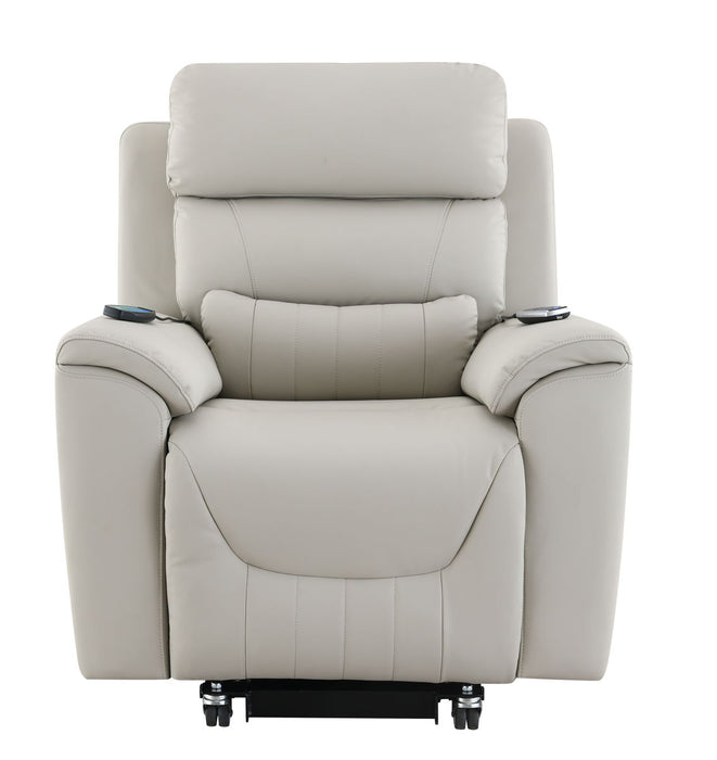 Marsha - Silicone Synthetic Leather Power Motion Recliner With Lift Heating Massage Chair - Light Gray