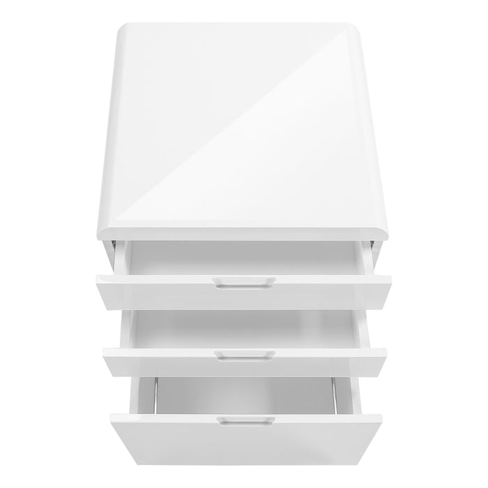 File Cabinet, Rolling Mobile, Storage Drawers, Printer Stand, Office, Work, Glossy Contemporary, Modern - White