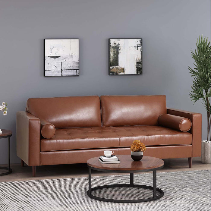 Modern Comfy 3 Seat Sofa With Wooden Legs, For Living Room And Study