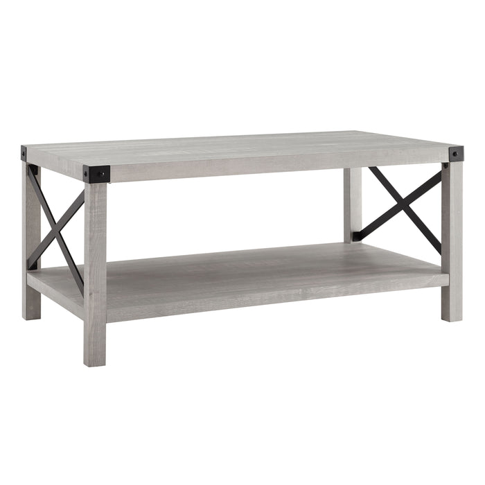 Farmhouse Metal X Table With Lower Shelf