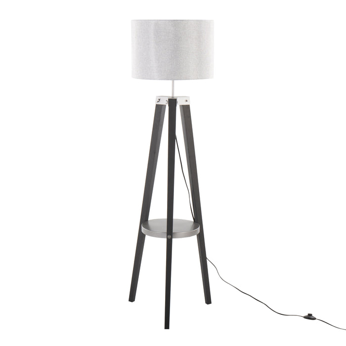 Compass - Mid Century Modern Floor Lamp With Shelf