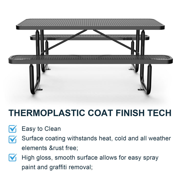 Expanded Rectangular Picnic Metal Table