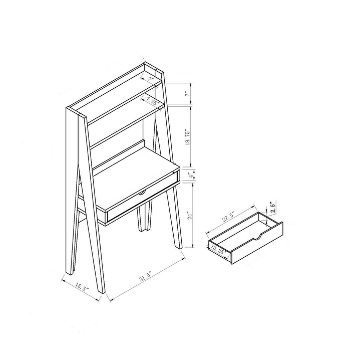 Ladder Desk Two Tone, Home Office Study Desk With Drawer And Two Shelves