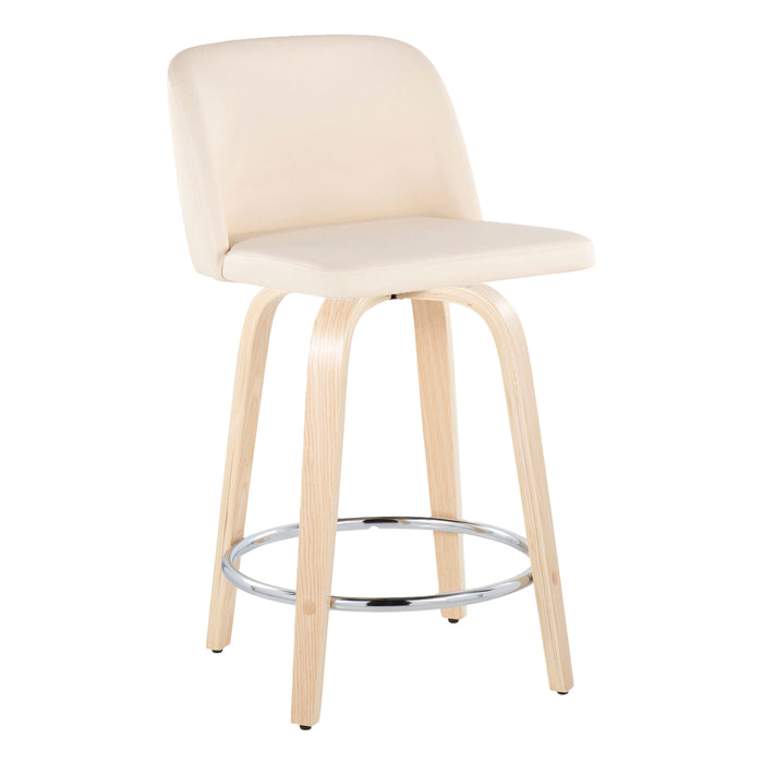 Toriano - Contemporary Fixed Height Counter Stool & Swivel And Round Footrest (Set of 2)