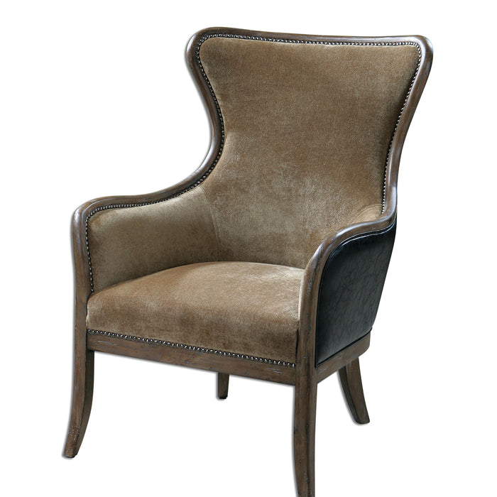 Snowden - Tan Wing Chair - Light Brown