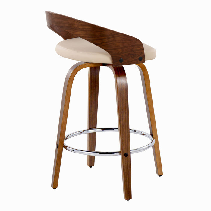 Grotto - Mid Century Modern Elegant Fixed Height Counter Stool With Swivel With Round Footrest (Set of 2)