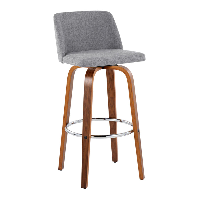 Toriano - Mid Century Modern Fixed Height, Barstool With Swivel With Round Footrest (Set of 2)