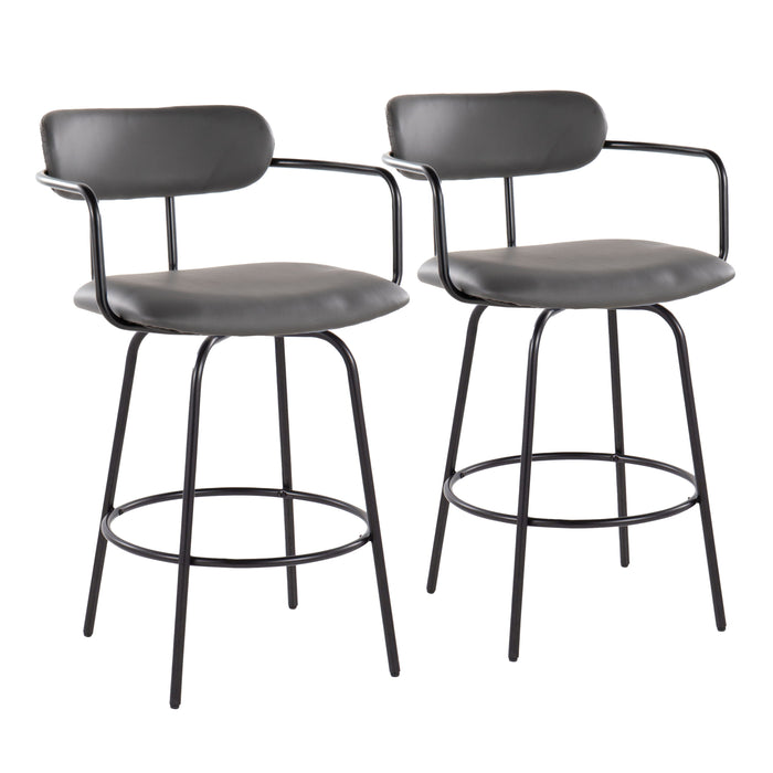 Demi - Contemporary Fixed Height Counter Stool With Swivel With Round Footrest (Set of 2)