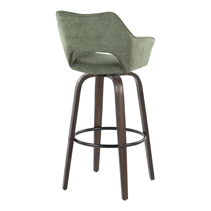 Mustang - Contemporary Fixed Height Barstool With Swivel With Round Footrest (Set of 2)