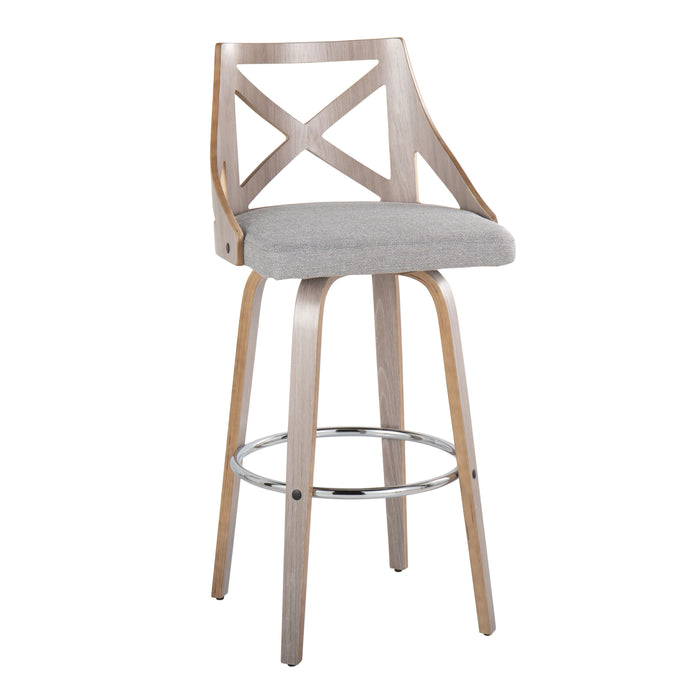 Charlotte - Farmhouse Fixed-Height Barstool With Swivel With Round Footrest (Set of 2)