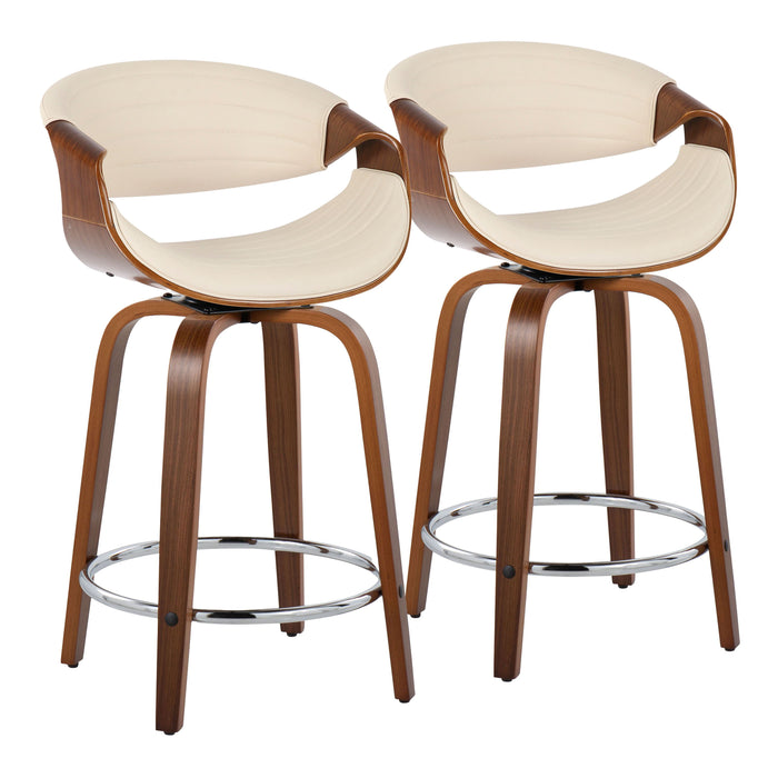 Symphony - Mid Century Modern Fixed Height Counter Stool With Swivel And Round Footrest (Set of 2)